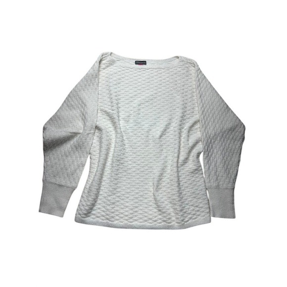 Vince Camuto Sweaters - Vince Camuto Womens White Basketweave Boat Neck Dolman Sweater Small 9168252E